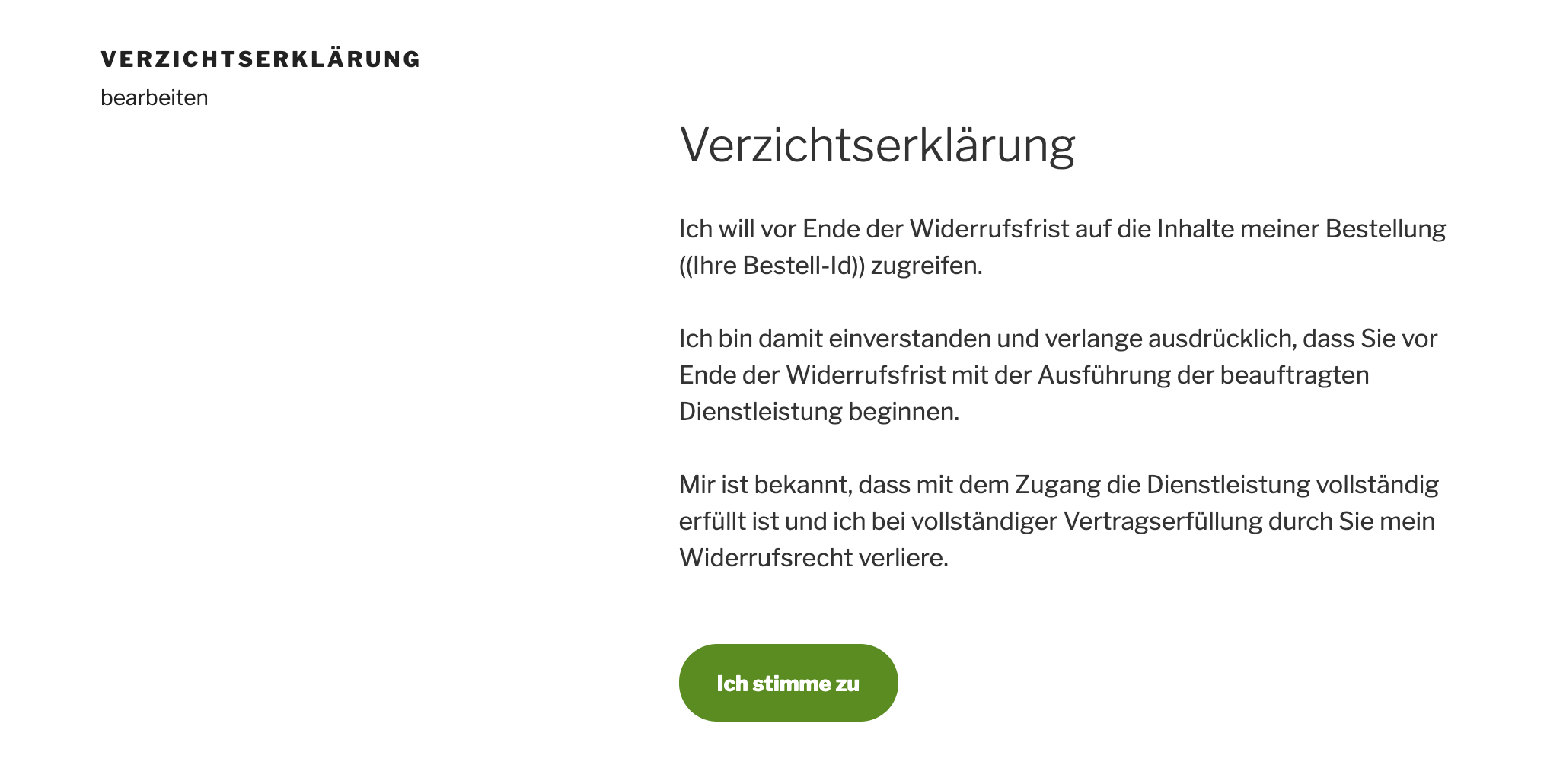 Verzichtserklärung